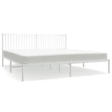 Metal Bed Frame without Mattress with Headboard White 200x200cm 350938