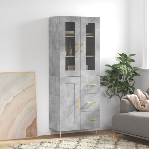 Highboard Concrete Grey 69.5x34x180 cm Engineered Wood 3198653