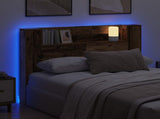 Headboard Cabinet with LED Old Wood 140 x 16.5 x 103.5 cm 8006566