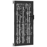 Garden Gate with Lock Black 85 x 200 cm Powder-coated steel 42015873