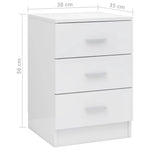 ZNTS Bedside Cabinet High Gloss White 38x35x56 cm Engineered Wood 800462