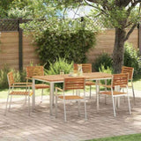 Garden Dining Set 7 pcs Solid Acacia Wood and Stainless Steel 3334778