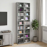 CD Cabinet Grey Sonoma 65 x 23.5 x 175 cm Engineered Wood 8012663