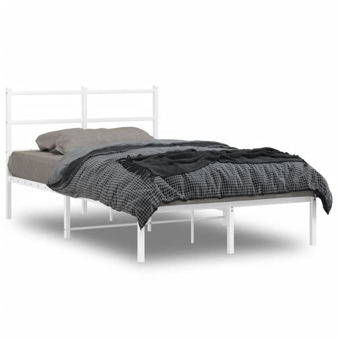 Metal Bed Frame without Mattress with Headboard White 120x200cm 355412