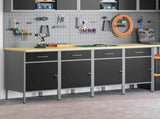 Work Cabinet with Drawer 4 pcs Black and Grey 200 x 55 x 85 cm 3321384