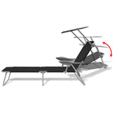 Sunlounger Black Powder-coated steel Medium Foldable 42932