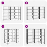 5-Layer Storage Shelves 3 pcs Silver Steel&Engineered Wood 3307590