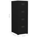 ZNTS Filing Cabinet Black 46x62x133 cm Steel 336280