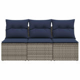Garden Sofa with Cushion 7 pcs Grey and beige Poly rattan 366166
