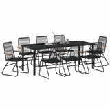 Garden Dining Set 9 pcs Black Powder-Coated Steel 3379176