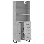 Highboard Concrete Grey 69.5x34x180 cm Engineered Wood 3190049