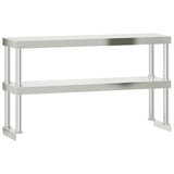 Work Table Overshelf 2-Tier 110x30x65 cm Stainless Steel 376449
