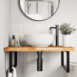 Basin Shelf Wall Mounted Steel and Solid Wood Acacia 3302941