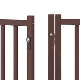 Dog Gate with Door Foldable 12 Panels Brown 960 cm Poplar Wood 3155748