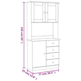 Highboard ALTA White 77x35x165 cm Solid Wood Pine 3187772