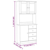 Highboard ALTA White 77x35x165 cm Solid Wood Pine 3187772