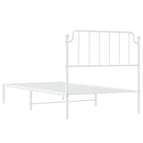 Metal Bed Frame without Mattress with Headboard White 100x200cm 373931