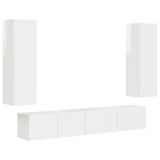 TV Cabinet Set 3 pcs High Gloss White Engineered Wood 3408983
