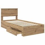 Bed Frame with Drawer Artisan Oak 90 x 190 cm Engineered Wood 3408316