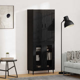 Highboard 2 pcs Black Oak Engineered Wood 3403188