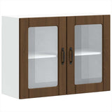 Kitchen Wall Cabinet with Glass Door Lucca Brown Oak Engineered Wood 853854