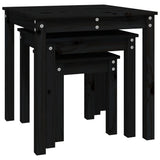 Nesting Tables 3 pcs Black Solid Wood Pine 824977