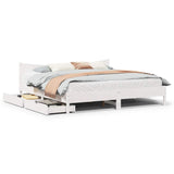 Bed Frame with Drawers White 200x200 cm Solid Wood Pine 3301894