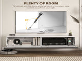 160cm High Gloss Floating TV Unit Stand for TVs up to 70", Wall Mounted TV Cabinet with Storage T3398P341274