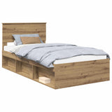 Bed Frame Artisian Oak 100 x 200 cm Solid Pine Wood 3410644
