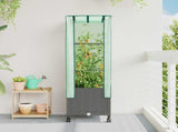 Garden Planter with Greenhouse Cover&Wheels Light Grey PP 3422932