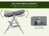 Metal Garden Swing Chair, 3-Seater Swing Seat, Patio Hammock Bench Canopy Lounger, Light Grey T3398P317652