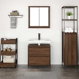 2 Piece Bathroom Furniture Set Brown Oak Engineered Wood 3328368