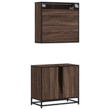 2 Piece Bathroom Furniture Set Brown Oak Engineered Wood 3300919