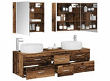 Bathroom Furniture Set 5 pcs Old Wood Engineered Wood and Glass 3407053