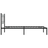 Bed Frame Black Steel Single Rectangular Modern Durable 376124