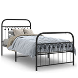 Metal Bed Frame without Mattress with Footboard Black 90x200cm 376611