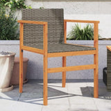 Garden Chairs 2 pcs Grey Poly Rattan&Solid Wood 368709