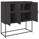 Highboard Black Steel Medium Highboard Rectangular Industrial 846536