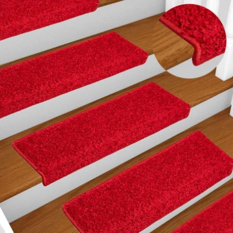 Stair Mats 10 pcs 65x21x4 cm Red Rectangular Edge 149829