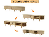 TV Stand with 2 Drawer 2 Sliding Doors 2-Tier Storage Shelf,Oval TV Cabinet Storage Sideboard with N605P339343E