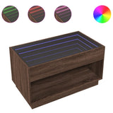 Coffee Table with Infinity LED Brown Oak 90x50x50 cm 847671
