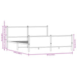 Metal Bed Frame without Mattress Brown Oak 183x213 cm 3301374