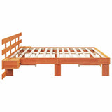 Bed Frame with Headboard Brown 200 x 200 cm Solid Pine Wood 3385678