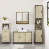 ZNTS 3 Piece Bathroom Furniture Set Sonoma Oak Engineered Wood 3301041