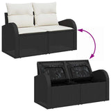 Sofa Set with Cushion 4 pcs Black and White Poly Rattan 3354656