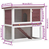 170832 Outdoor Rabbit Hutch 1 Door Brown Wood