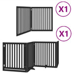 Dog Gate with Door Foldable 6 Panels Black 480 cm Poplar Wood 3155685