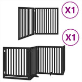 Dog Gate with Door Foldable 6 Panels Black 480 cm Poplar Wood 3155685