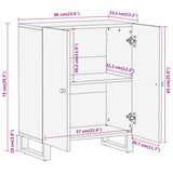 Side Cabinet Brown and Black 60x33.5x75 cm Solid Wood Mango 356785