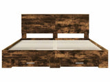 Bed Frame with Drawer Smoked Oak 150 x 200 cm Engineered Wood 3409637